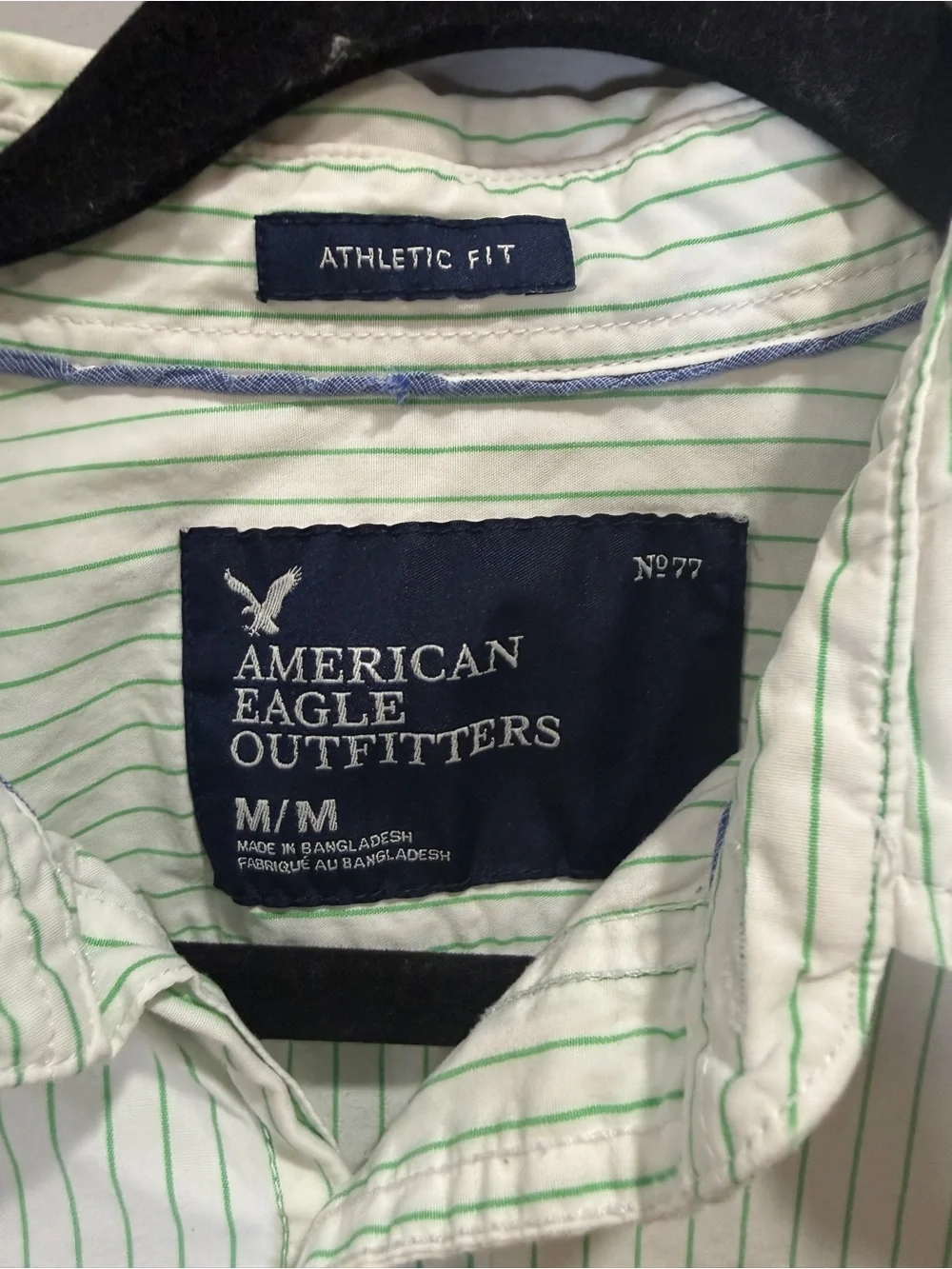 American Eagle Outfitters Men's Pale Green Striped Button-Down Shirt